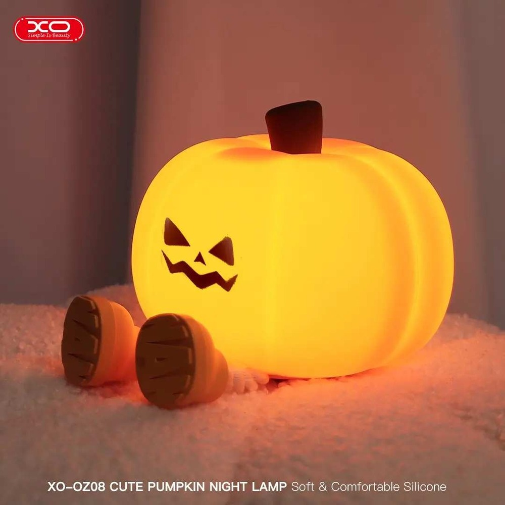XO-OZ08 Halloween Pumpkin LED Night Light Dimmable Silicone Rechargeable Lamp